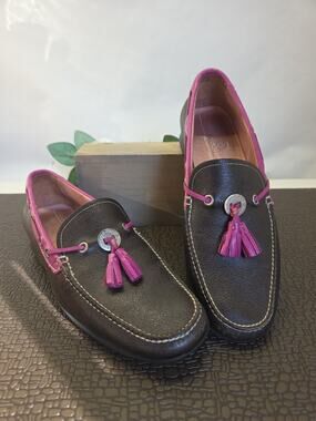 Cole Haan Brown Leather Pink Tassel Loafers Slip On Shoes D15942 Women's Size 9B